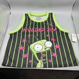 Invader Zim GIR Screaming Striped Juniors Jersey Tank Top MEDIUM New